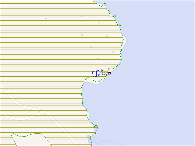 Une carte de la zone qui entoure immédiatement le bâtiment numéro 123833