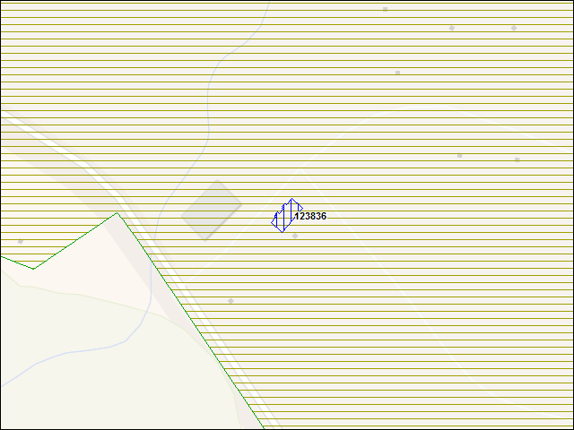 Une carte de la zone qui entoure immédiatement le bâtiment numéro 123836