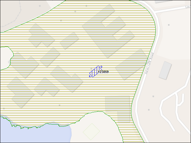 Une carte de la zone qui entoure immédiatement le bâtiment numéro 123859