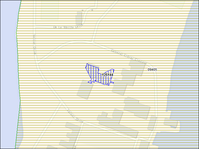 Une carte de la zone qui entoure immédiatement le bâtiment numéro 125144