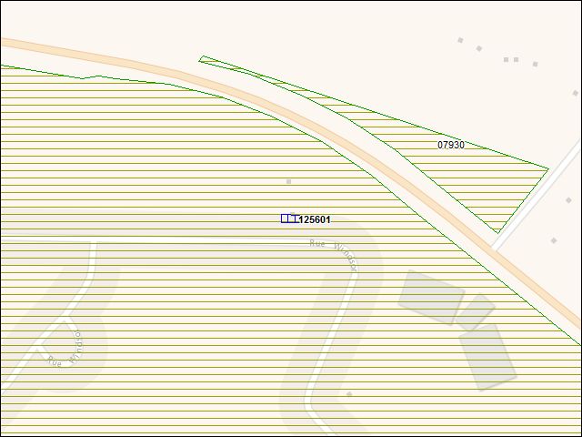 Une carte de la zone qui entoure immédiatement le bâtiment numéro 125601