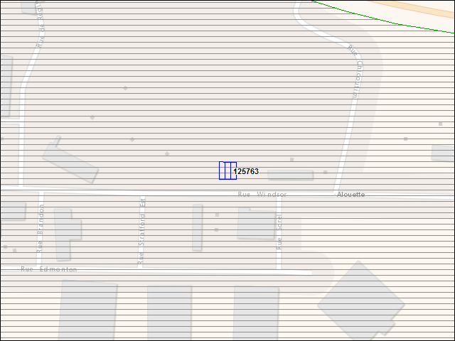 Une carte de la zone qui entoure immédiatement le bâtiment numéro 125763