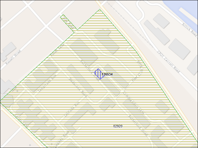 Une carte de la zone qui entoure immédiatement le bâtiment numéro 126534