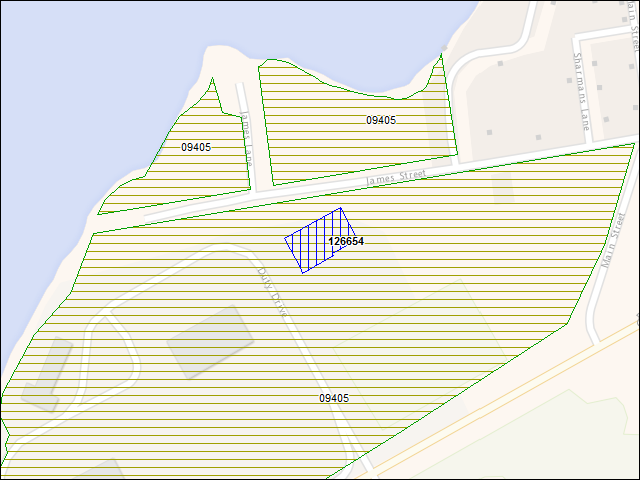 Une carte de la zone qui entoure immédiatement le bâtiment numéro 126654