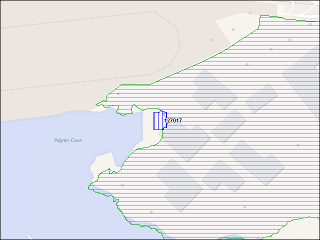 Une carte de la zone qui entoure immédiatement le bâtiment numéro 127017