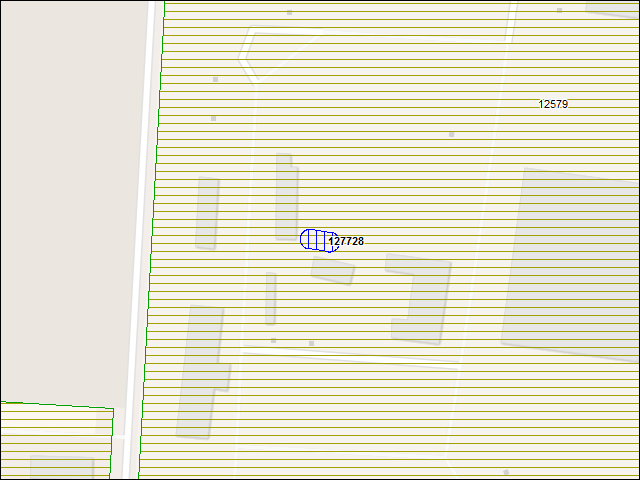 Une carte de la zone qui entoure immédiatement le bâtiment numéro 127728