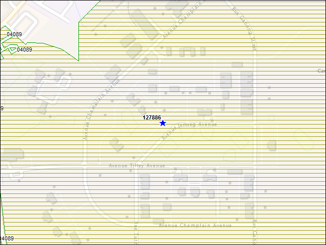 Une carte de la zone qui entoure immédiatement le bâtiment numéro 127886