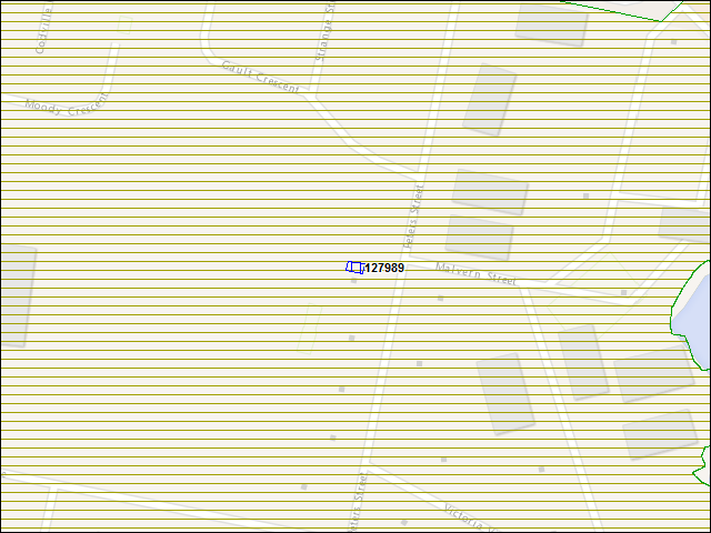 Une carte de la zone qui entoure immédiatement le bâtiment numéro 127989