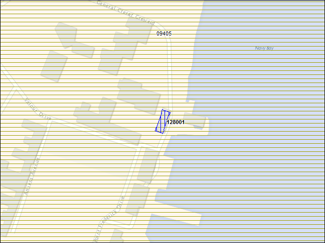 Une carte de la zone qui entoure immédiatement le bâtiment numéro 128001