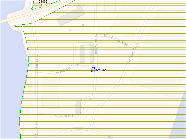 Une carte de la zone qui entoure immédiatement le bâtiment numéro 128032