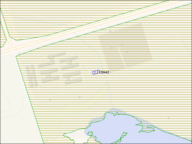 Une carte de la zone qui entoure immédiatement le bâtiment numéro 128442