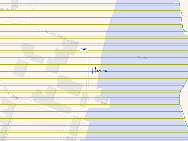 Une carte de la zone qui entoure immédiatement le bâtiment numéro 128996