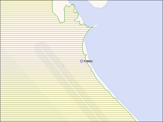 Une carte de la zone qui entoure immédiatement le bâtiment numéro 129002