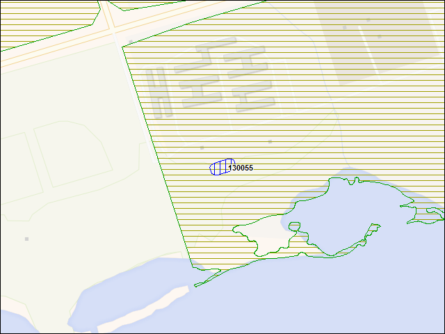 Une carte de la zone qui entoure immédiatement le bâtiment numéro 130055