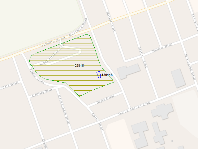 Une carte de la zone qui entoure immédiatement le bâtiment numéro 130118