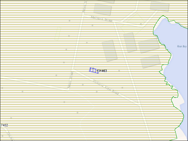 Une carte de la zone qui entoure immédiatement le bâtiment numéro 131463