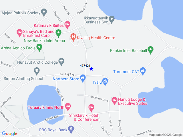 Une carte de la zone qui entoure immédiatement le bâtiment numéro 137421