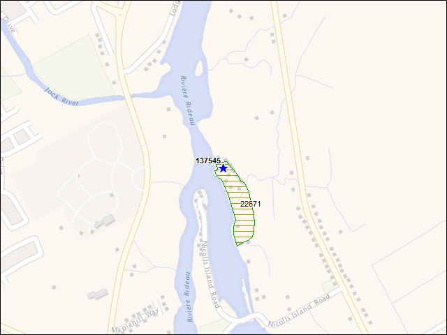 Une carte de la zone qui entoure immédiatement le bâtiment numéro 137545