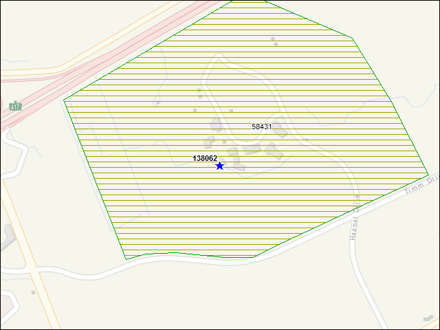 Une carte de la zone qui entoure immédiatement le bâtiment numéro 138062