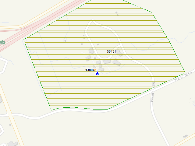 Une carte de la zone qui entoure immédiatement le bâtiment numéro 138078