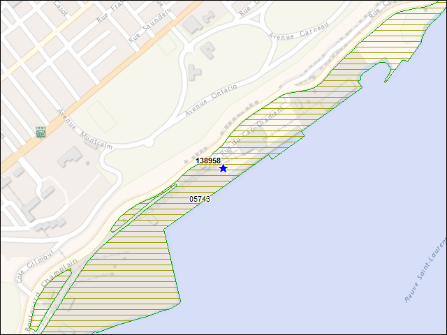 Une carte de la zone qui entoure immédiatement le bâtiment numéro 138958