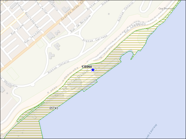 Une carte de la zone qui entoure immédiatement le bâtiment numéro 138960