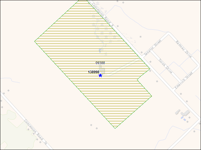 Une carte de la zone qui entoure immédiatement le bâtiment numéro 138998