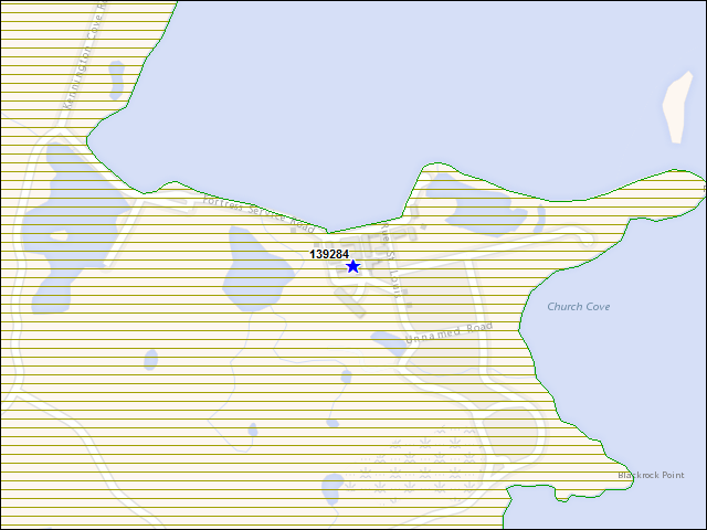 Une carte de la zone qui entoure immédiatement le bâtiment numéro 139284