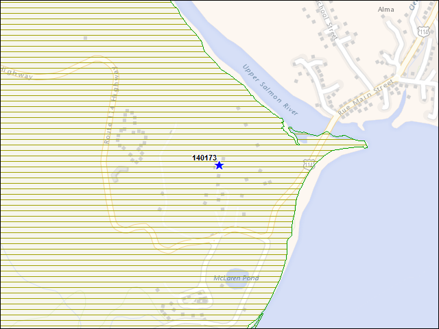 Une carte de la zone qui entoure immédiatement le bâtiment numéro 140173