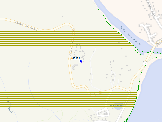 Une carte de la zone qui entoure immédiatement le bâtiment numéro 140222