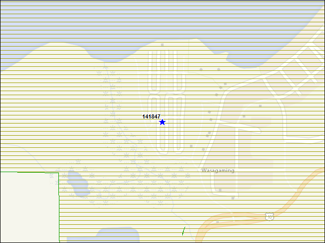 Une carte de la zone qui entoure immédiatement le bâtiment numéro 141847