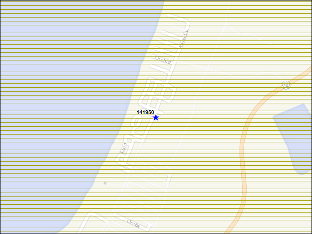 Une carte de la zone qui entoure immédiatement le bâtiment numéro 141950