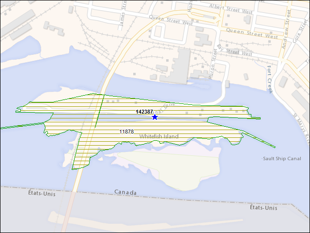 Une carte de la zone qui entoure immédiatement le bâtiment numéro 142387