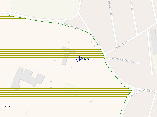 Une carte de la zone qui entoure immédiatement le bâtiment numéro 144275