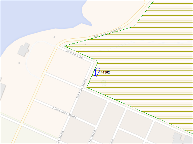 Une carte de la zone qui entoure immédiatement le bâtiment numéro 144302