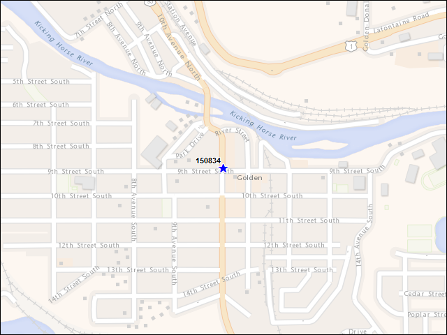 Une carte de la zone qui entoure immédiatement le bâtiment numéro 150834