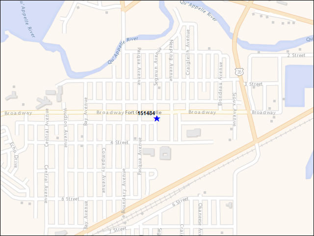 Une carte de la zone qui entoure immédiatement le bâtiment numéro 151484