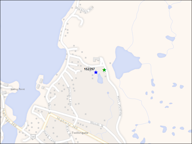 Une carte de la zone qui entoure immédiatement le bâtiment numéro 152297