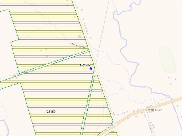 Une carte de la zone qui entoure immédiatement le bâtiment numéro 152865