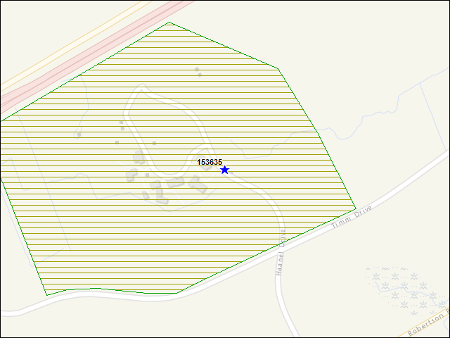 Une carte de la zone qui entoure immédiatement le bâtiment numéro 153635