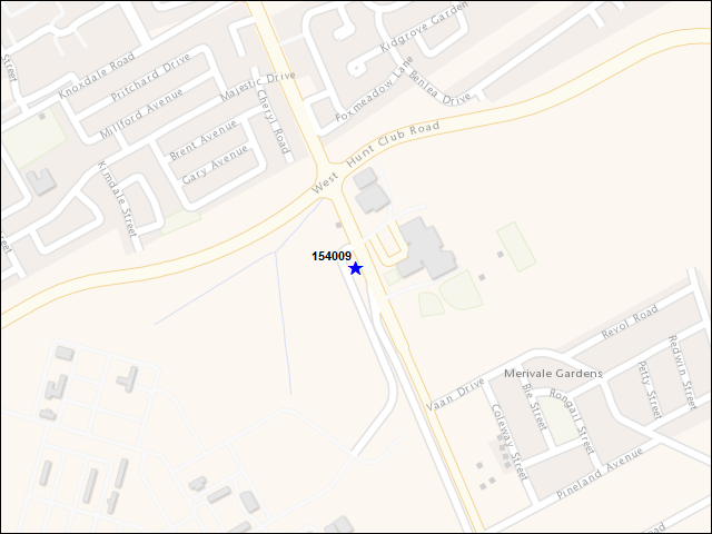 Une carte de la zone qui entoure immédiatement le bâtiment numéro 154009
