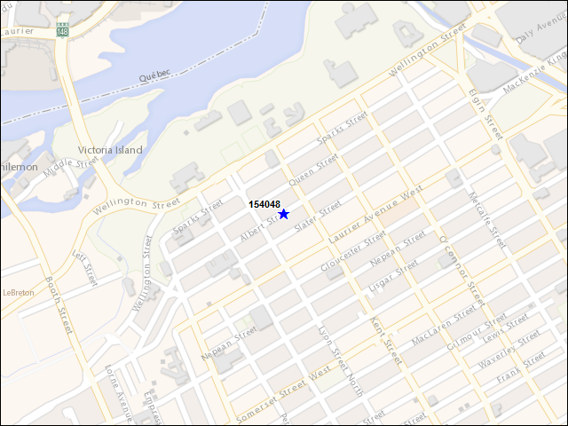 Une carte de la zone qui entoure immédiatement le bâtiment numéro 154048