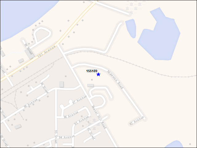 Une carte de la zone qui entoure immédiatement le bâtiment numéro 155189