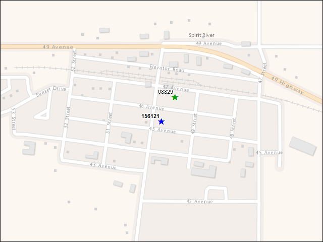 Une carte de la zone qui entoure immédiatement le bâtiment numéro 156121