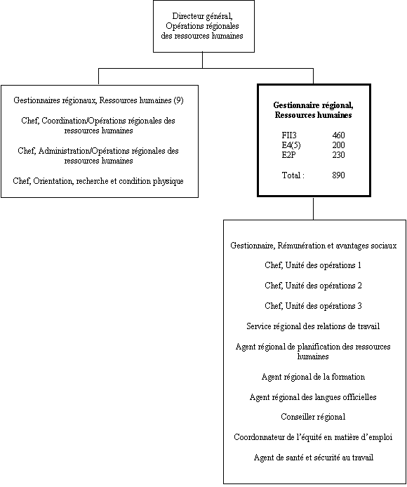 Organigramme du Gestionnaire régional,  Ressources humaines